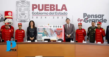 Gobierno de Puebla devela billete conmemorativo de lotería