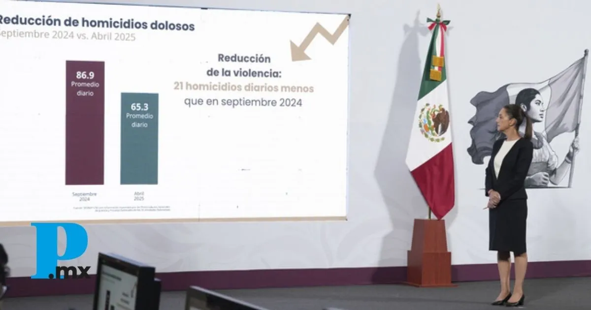 Sheinbaum: en 7 meses se han logrado 21 homicidios diarios menos