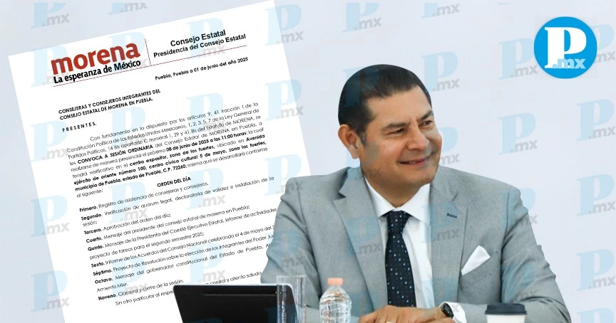 Morena Puebla sesionará el 8 de junio con presencia del gobernador Armenta