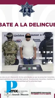 Gobierno de Tehuacán refuerza seguridad y detiene a sujeto con droga