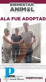 Nala es adoptada tras ser rescatada por el Gobierno de Tehuacán