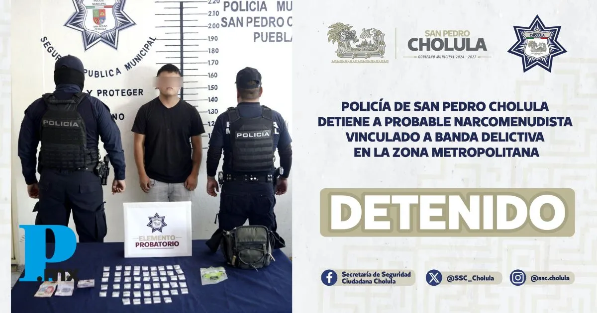 Detienen en Cholula a presunto narcomenudista ligado a robo de vehículos