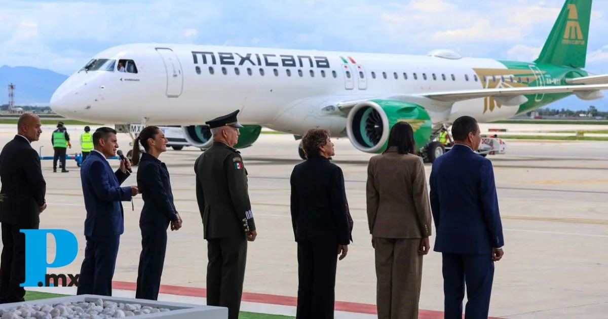 Sheinbaum recibe primera aeronave Embraer para Mexicana de Aviación