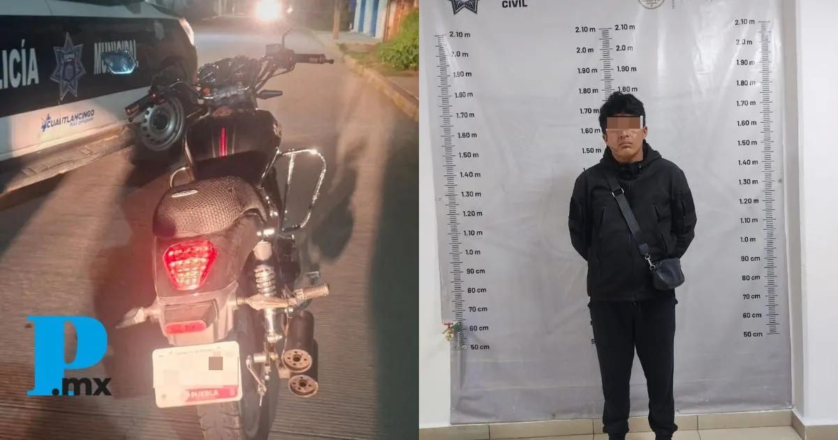 SSC de Cuautlancingo recupera motocicleta robada y detiene al conductor