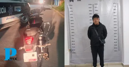 SSC de Cuautlancingo recupera motocicleta robada y detiene al conductor