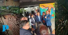 Se derrumba barda en escuela técnica 45; culpan al CAPCEE por negligencia