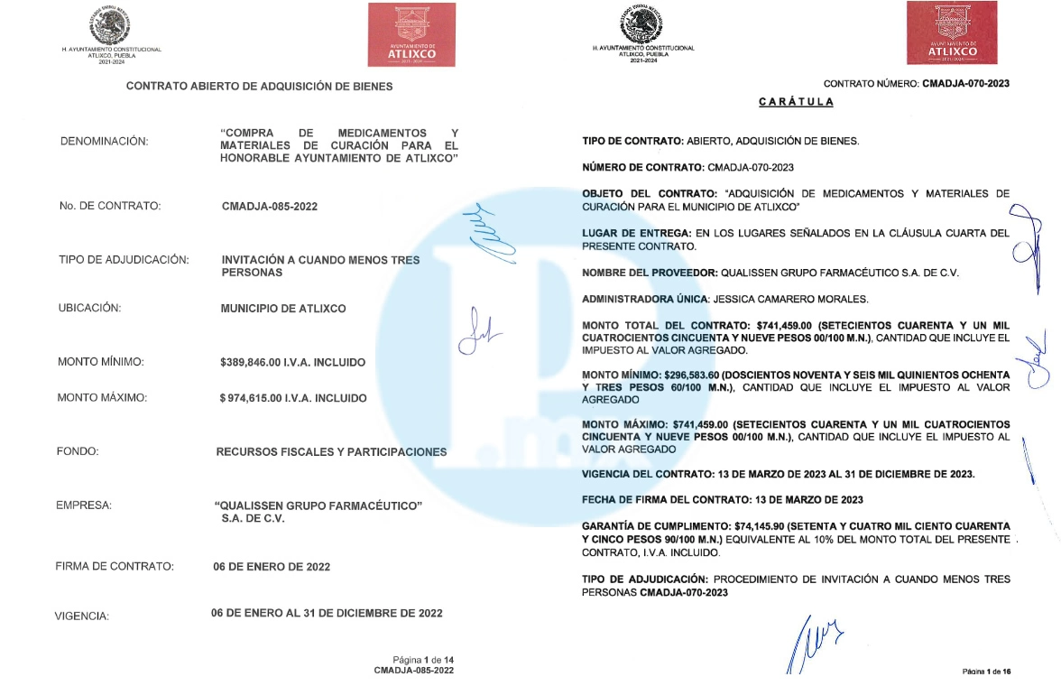 Carátulas de contratos otorgados en 2022 y 2023