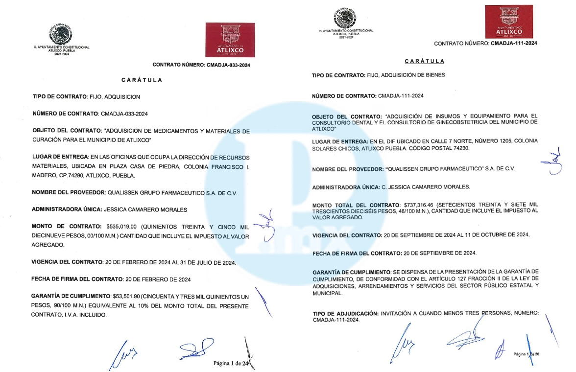 Carátulas de contratos otorgados en 2024 y 2025
