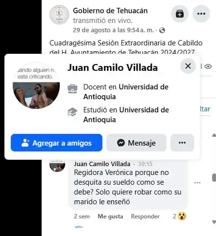 Comentarios en la página oficial del ayuntamiento en Facebook
