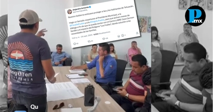 Ignora Alejandro Barroso a vecinos de Tehuacán durante mesa de trabajo; prefiere el celular que escucharles