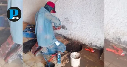 SOSAPACH repara fuga de agua en el centro de San Pedro Cholula