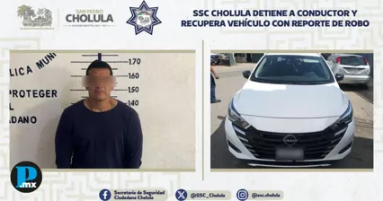 SSC Cholula recupera veh&iacute;culo robado y detiene a presunto responsable