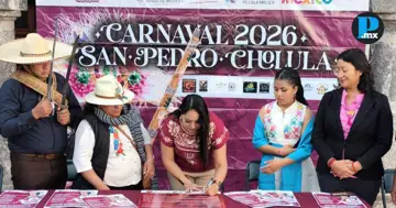Colocan Bando del Carnaval 2026 en San Pedro Cholula; garantizan seguridad