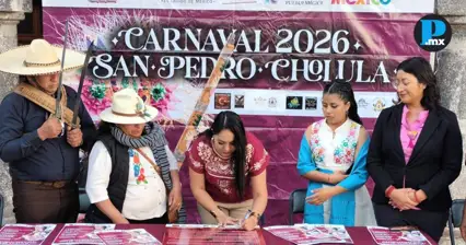 Colocan Bando del Carnaval 2026 en San Pedro Cholula; garantizan seguridad
