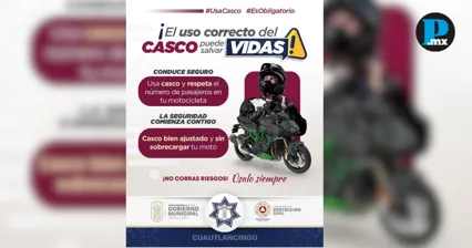 Autoridades llaman a motociclistas a portar casco para evitar tragedias