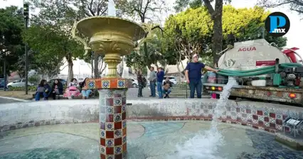 Ayuntamiento de Puebla da mantenimiento integral a fuentes del Parque San Jos&eacute;