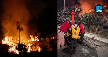 Protecci&oacute;n Civil logra controlar incendio en San Pedro Cholula al 95%