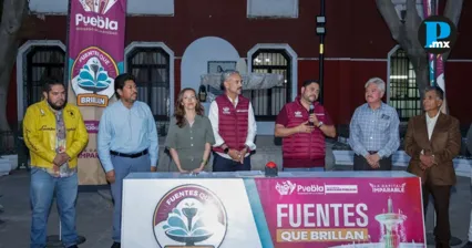 Ayuntamiento de Puebla recupera fuente del Parque Sor Juana con nueva iluminaci&oacute;n