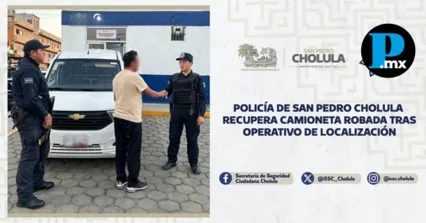 La SSC de San Pedro Cholula logr&oacute; la recuperaci&oacute;n de la unidad modelo 2024 en Puebla capital.
