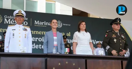 Sheinbaum encabeza jura de bandera en Veracruz por 112 aniversario