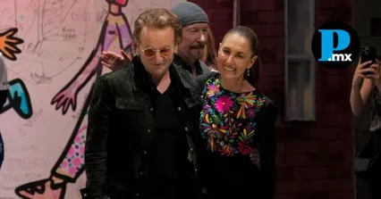 Sheinbaum recibe a Bono y The Edge de U2 en Palacio Nacional