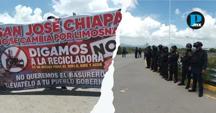 Habitantes de San Jos&eacute; Chiapa denunciaron la presencia de maquinaria y elementos de seguridad ante un presunto inicio de obras del Podecibi.