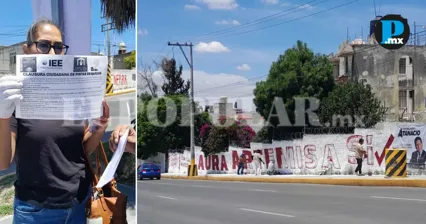 Ciudadanos frenan promoci&oacute;n de funcionarias en bardas de Puebla