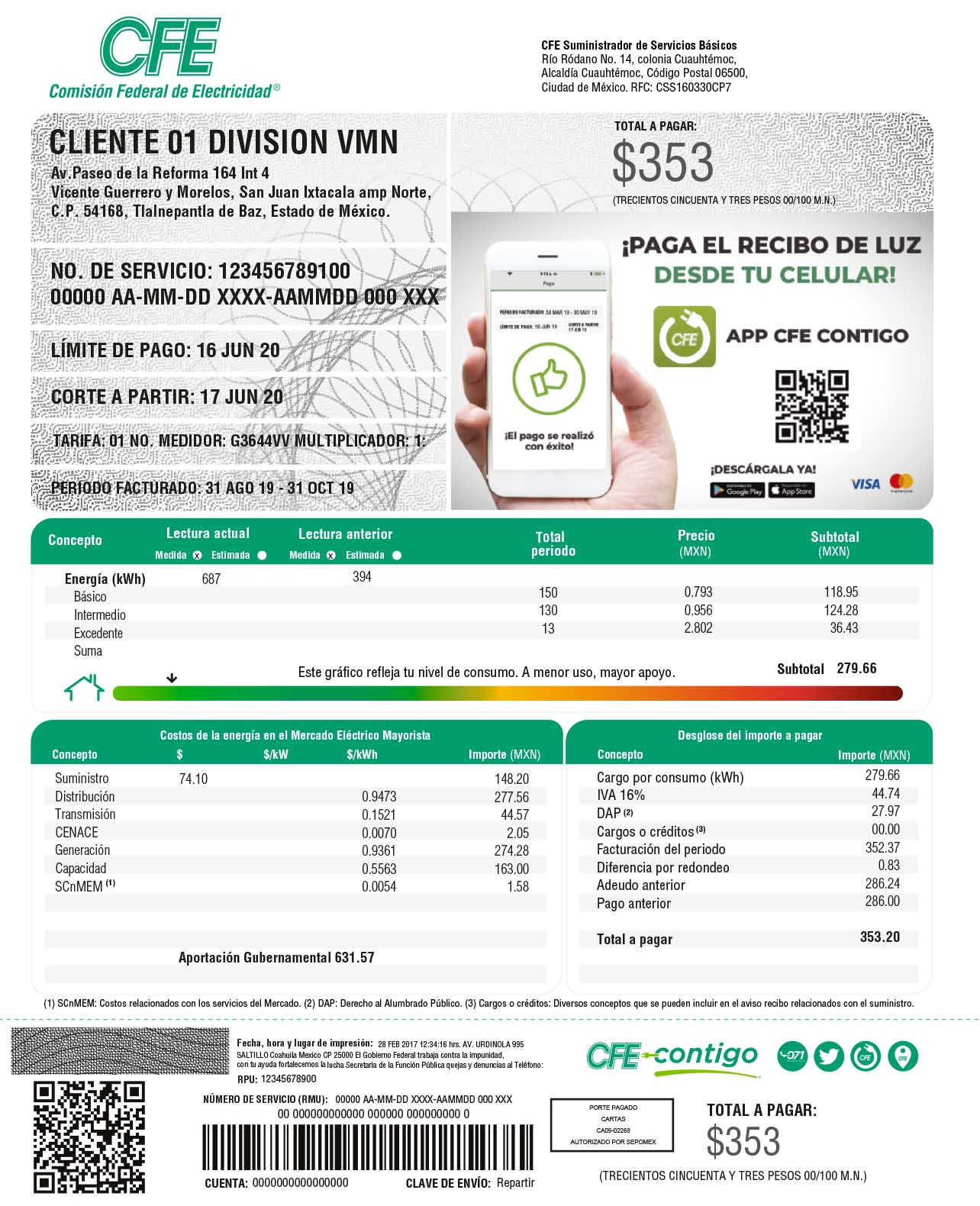 Recibo CFE
