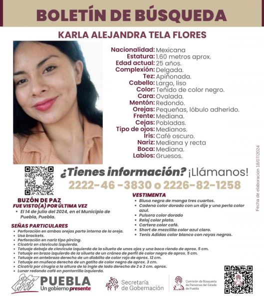Boletín de búsqueda Karla Alejandra 