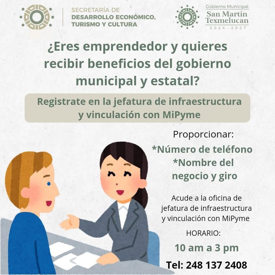 Gobierno de Texmelucan otorgará apoyo a todas y todos los emprendedores 