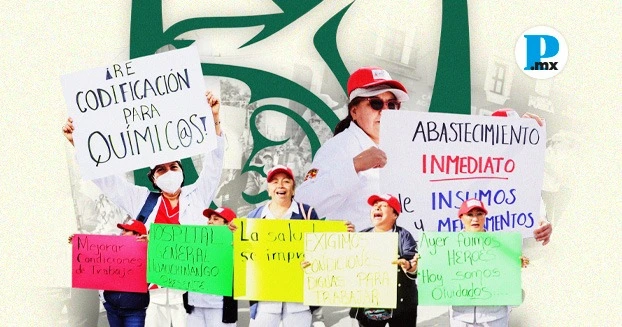 Sector salud toma calles de Puebla; gobierno llama al diálogo
