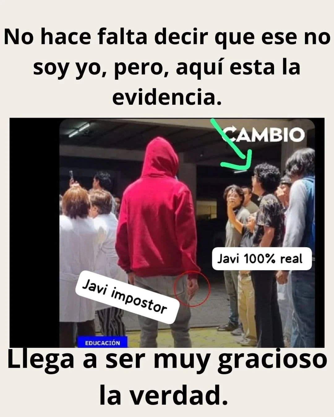 Publicación de estudiante que niega ser la persona señalada