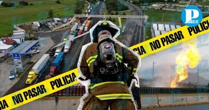 Sigue cerrada la autopista México–Puebla por volcadura de pipa de gas LP
