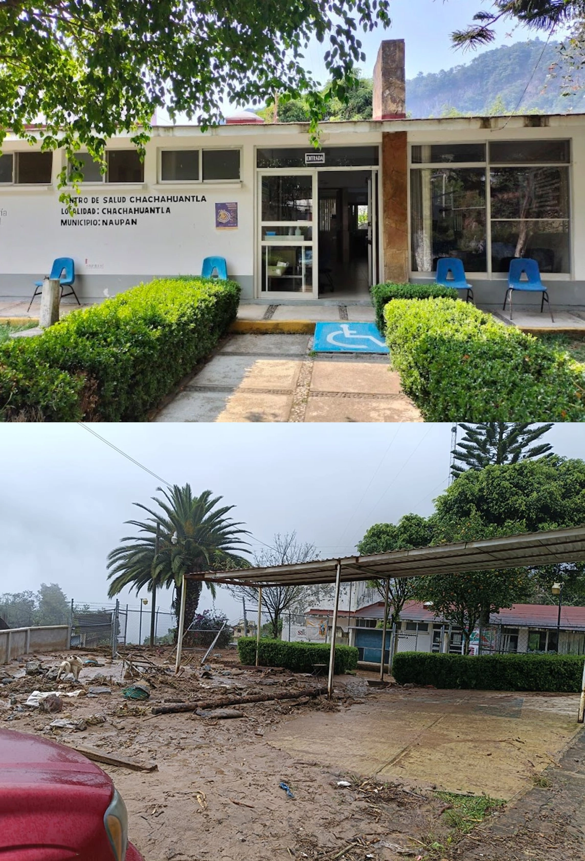 La clínica de Chachahuatla, antes y después de las inundaciones