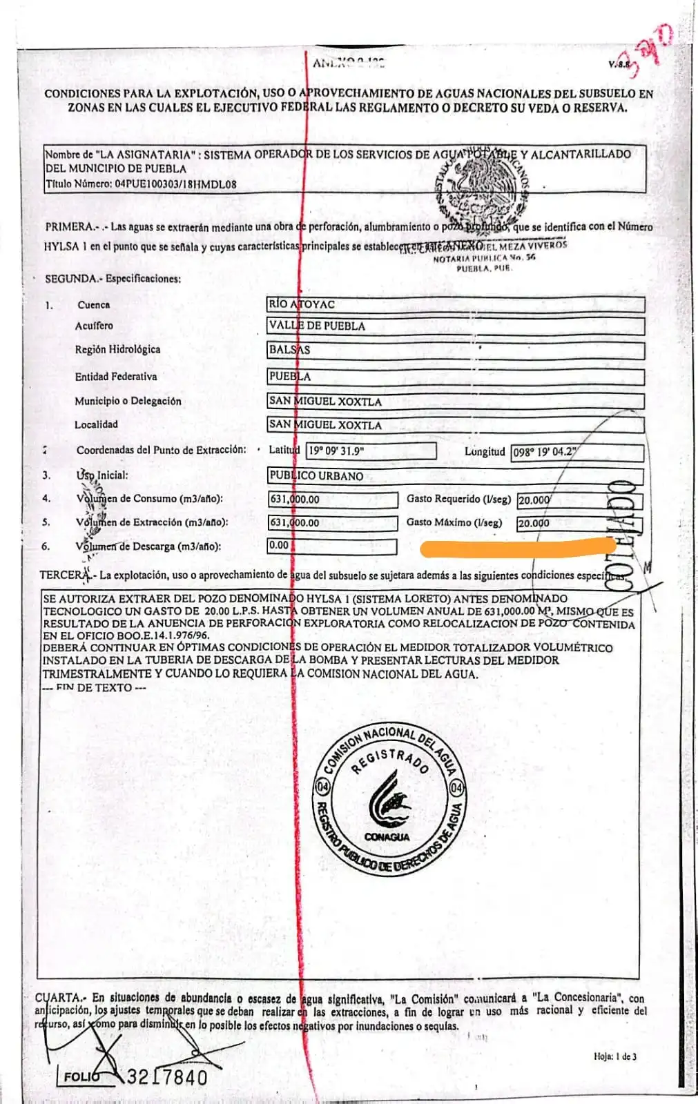 Documentos del Consejo Directivo del SOAPAP, donde se advierte el límite de explotación de agua