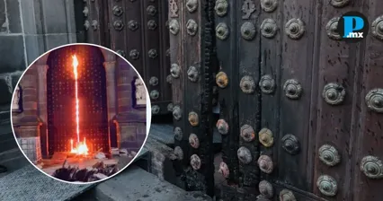 Inicia restauraci&oacute;n del port&oacute;n da&ntilde;ado tras incendio en la Catedral de Puebla