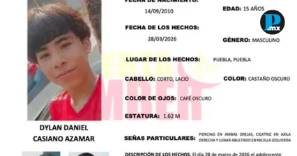 Activan Alerta Amber en Puebla por la desaparici&oacute;n de adolescente de 15 a&ntilde;os
