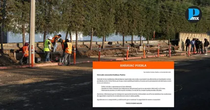 Tras colapso de barda por lluvia, An&aacute;huac Puebla inicia reparaciones en la zona