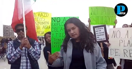 "No a la recicladora": irrumpen manifestantes de San Jos&eacute; Chiapa ante Sheinbaum&nbsp;