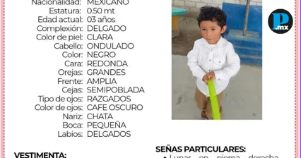 Buscan a ni&ntilde;o de 3 a&ntilde;os desaparecido en Chalchicomula; piden ayuda