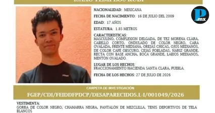 Activan b&uacute;squeda de Isaac Templos Rub&iacute;, desaparecido en Puebla