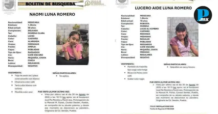 Buscan a Lucero y Naomi, hermanas de 10 y 8 a&ntilde;os, en Ciudad Serd&aacute;n