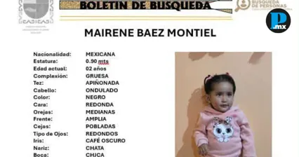 Buscan a Mairene Baez Montiel, ni&ntilde;a de 2 a&ntilde;os desaparecida desde abril en Ciudad Serd&aacute;n