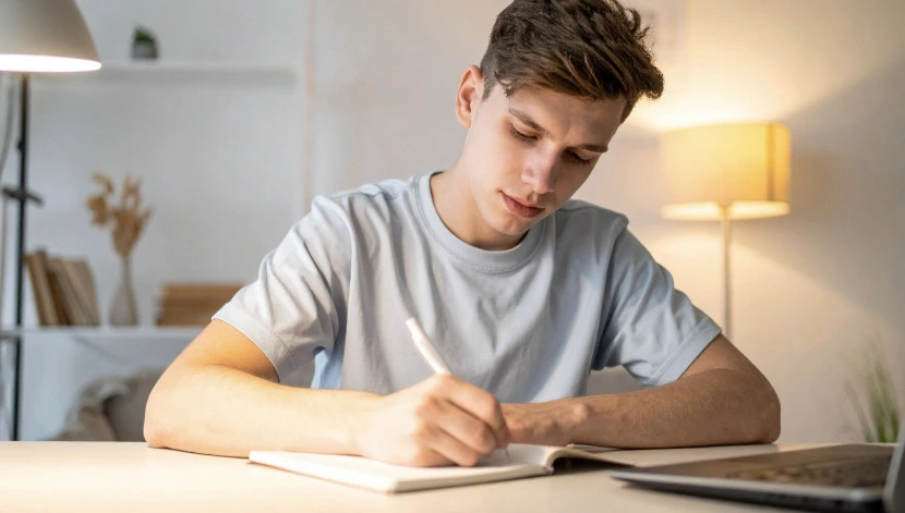 Joven haciendo lista de preferencias