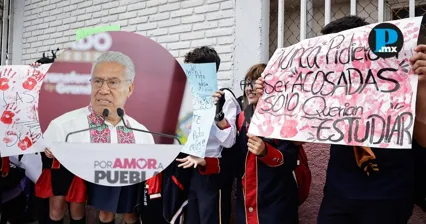 Alumnas y alumnos se manifestaron frente al Centro Escolar 5 de Mayo para exigir atenci&oacute;n a las denuncias de las estudiantes.