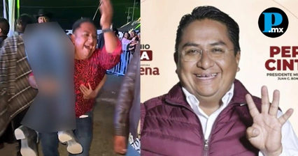 Exhiben a alcalde de Juan C. Bonilla nalgueando a mujer en Nealtican