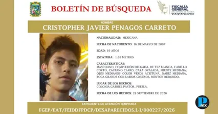 Buscan a Cristopher Javier, joven de 19 a&ntilde;os desaparecido en Puebla
