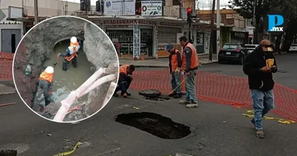 Agua de Puebla atiende hundimiento en la calle 25 Sur&nbsp;