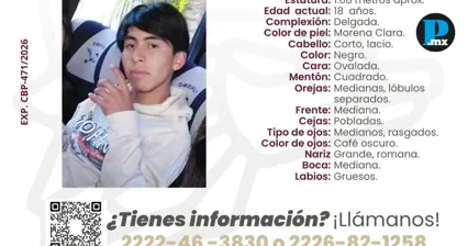 Buscan a Edwin Morales Aguilar, de 18 a&ntilde;os; desapareci&oacute; en Zacatl&aacute;n, Puebla