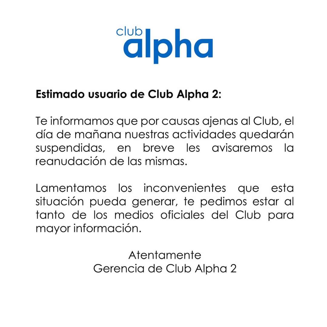 Club Alpha emite comunicado